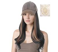 Perruque Casquette de Baseball - Perruque Cap avec Mèches de Cheveux,Style Tendance Pour Ville Spectacle Rencontres Voyages Activités Extérieures Vacances