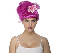 Perruque Chanteuse Fuchsia Collectée Avec Flor Multicolore
