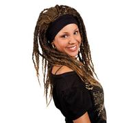 Perruque Chatain Rasta Avec Bandeau Femme Multicolore