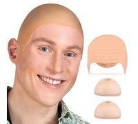 Perruque Chauve en Latex Bonnet Chauve Crane Chauve avec Filet Cheveux pour Cosplay, Théâtre, Masquerades et Halloween
