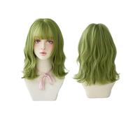 Perruque Cheveux courts bouclés naturels 17 pouces perruques d'aspect naturel perruque de mode verte compatible avec les perruques de fête quotidiennes for vêtements de cosplay for hommes Femmes