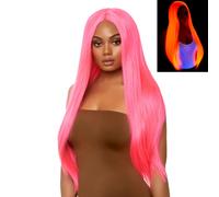 Perruque cheveux extra longs luminescente Rose Taille Unique