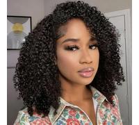 Perruque Cheveux Half Wig Human Hair Deep Wave Femme Naturelle Cheveux 18 Pouces Curly Wig 3 In 1 Drawstring Seamless Flip Over Glueless Wear and Go Half Wigs for Beginner Friendly 200% Density
