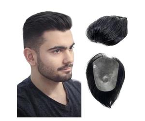 Perruque Cheveux humains naturels for hommes, style lissé vers l'arrière | Prothèse Capillaire PU Ultra Fine Souple 15*20cm