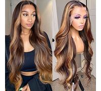 Perruque Cheveux Humains Ombre 13X4 Transparent P4/27 Coloré Miel Blonde Dentelle Avant Perruques pour les Femmes Body Wave 200% Perruques Vraies pour Cheveux Humains 18 pouces 45CM