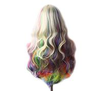 Perruque Cheveux Ondulés Perruque Synthétique Longue Bleue Perruques De Cosplay Pour Femmes Colorées Rouge Rose Blond Violet Marron Vert Noir Bordeaux Gris Perruques Pour Femmes (Ombre 28 Pouces)
