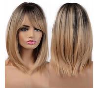 Perruque Cheveux Synthétiques Courts Faetfff Marron