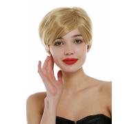 Perruque Cheveux Véritables Femme Hommes Androgyn Court Pixie Ondulés Raie Blond