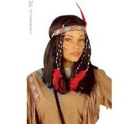 Perruque Cheyenne Dame avec bandeau et plumes G
