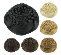 Perruque chignon décoiffé Chignon tressé synthétique for femme - Perruque chignon for fête de mariage(Mix Brown)