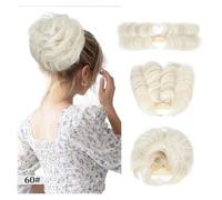 Perruque chignon décoiffé Peigne à chignon décoiffé - Chignon polyvalent for femmes, cheveux courts et raides(White)