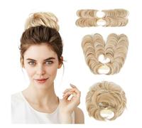 Perruque chignon décoiffé Peigne à chignon décoiffé - Chignon polyvalent for femmes, cheveux courts et raides(Gold and white variegations)