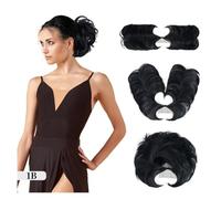 Perruque chignon décoiffé Peigne à chignon décoiffé - Chignon polyvalent for femmes, cheveux courts et raides(Dark black)