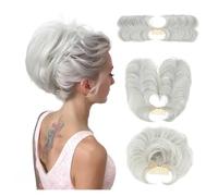 Perruque chignon décoiffé Peigne à chignon décoiffé - Chignon polyvalent for femmes, cheveux courts et raides(White gray)