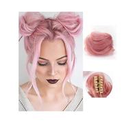 Perruque chignon décoiffé Pince à chignon boulette de viande - Accessoire for perruques et coiffures tendance(Pink)