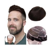 Perruque chignon homme Perruques de cheveux humains indiens en dentelle for hommes, perruques de remplacement de cheveux humains respirants noirs et bruns avec système de cheveux Invisible Perruque Po