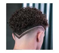 Perruque chignon pour hommes, 8x10 pouces pleine dentelle française hommes pleine dentelle toupet postiche bouclés toupet cheveux for hommes toupet cheveux humains hommes perruques système brun 4#,p