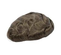 Perruque chignon pour hommes, Postiche en cheveux humains naturels avec cheveux gris for homme, prothèse capillaire en dentelle suisse, perruque indienne en PU for homme,pour hommes(5#)