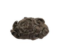 Perruque chignon pour hommes, Postiche en cheveux humains naturels avec cheveux gris for homme, prothèse capillaire en dentelle suisse, perruque indienne en PU for homme,pour hommes(410#)