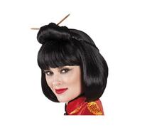 Perruque - Chinoise - Femme - Baguettes - Tresses - Carré - Noir