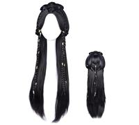 Perruque chinoise, perruque asiatique synthétique traditionnelle tressée Updo Cosplay Costume chinois pour filles et femmes tenue asiatique