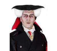 Perruque classique de vampire pour homme - Cheveux Dracula très coiffés noir et blanc - Accessoire de déguisement emblématique pour Halloween, carnaval et théâtre