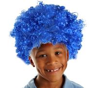Perruque Clown pour Enfant Adulte Perruque Explosif Tête Multicolore Perruque de Fan Football Tête Bouclée Accessoires pour Cosplay Halloween Noël Carnaval