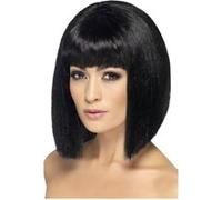 Smiffys Perruque coquette, noire, cheveux courts avec frange