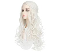 Perruque Cos Wig - perruque synthétique ondulée blanche à la mode for femmes, perruque synthétique haute température, perruque de Simulation moelleuse Perruques quotidiennes