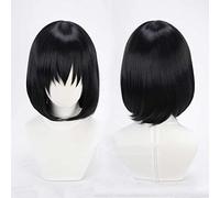 Perruque Cosplay Anime,Asobi Asobase Kasumi Nomura Perruque,Black Bob Short Perruque,avec Filet de Cheveux Gratuit,pour Fête Carnaval Halloween Perruques