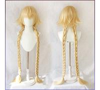 Perruque Cosplay Anime，Fate Grand Order Jeanne d'arc Perruque，Double Ponytail Blonde Perruque，avec Filet de Cheveux Gratuit，pour Fête Carnaval Halloween Perruques(Size:Style 1)