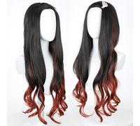Perruque Cosplay Anime Kamado Nezuko, Couleur Mélangée Cheveux Longs Ondulés Costume D'halloween Jeu De Rôle De Fête