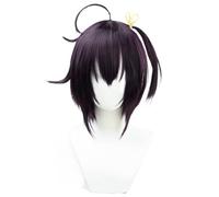Perruque Cosplay Anime Love, Chunibyo Et Autres Délires, Cheveux Courts Violet Foncé Pour Perruques De Jeu De Rôle Takanashi Rikka Avec Bonnet De Perruque, Pour La Fête Quotidienne D'halloween