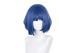 Perruque Cosplay Anime, Perruque Cosplay 30cm Courte Bleu Foncé Gris Perruques Mode Résistante À La Chaleur Perruque