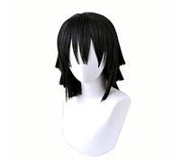 Perruque Cosplay Anime pour Demon Slayer: Kimetsu No Yaiba - Perruques de Cosplay pour Personnages avec Bonnet Gratuit (Iguro Obanai.)