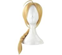 Perruque Cosplay Anime Pour Edward Elric 55cm De Long Tresse Droite Cheveux Synthétiques Résistants À La Chaleur Perruques De Fête D'halloween Avec Bonnet De Perruque