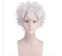 Perruque Cosplay Anime Shinazugawa Sanemi, Perruques Cheveux Courts Gris Argenté, Jeu De Rôle De Fête De Costume D'halloween