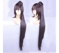 Perruque Cosplay Anime，Working!! Popura Taneshima Perruque，Long Ponytail Dark Brown Perruque，avec Filet de Cheveux Gratuit，pour Fête Carnaval Halloween Perruques