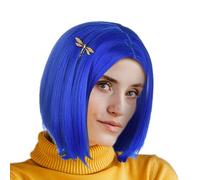 Perruque Cosplay Bleue,Perruque Cosplay Bleue Courte | Perruque de cheveux de costume de 11 pouces | Perruque de cheveux courts et raides, perruque de cosplay droite de costume d'anime, perruques Bob