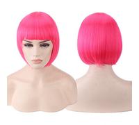 Perruque cosplay boîte de nuit fille cheveux courts bobo couleur de tête bobo couleur : 713-15 (rose rouge)