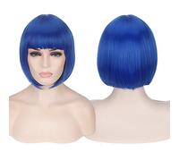 Perruque cosplay boîte de nuit fille femme cheveux courts bob tête couleur bobo coiffe couleur : 713-6 (bleu)