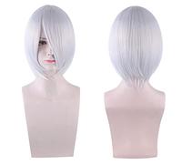 Perruque cosplay cheveux courts épaissi visage fermé cheveux courts couleur bobo couvre-chef couleur : 3021-04/gris argenté