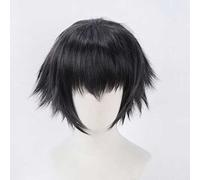 Perruque Cosplay,Devil May Cry 5 Lady Cosplay Anime Perruque,Black and Gray Mixed Color Short Perruque,avec Filet de Cheveux Gratuit,pour Fête Carnaval Halloween Perruques