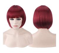 Perruque cosplay, fille de boîte de nuit, cheveux courts, couleur bobo, couleur du couvre-chef bobo : 713-16 (rouge vin)