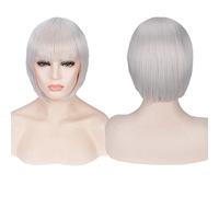 Perruque cosplay, fille de boîte de nuit, cheveux courts, tête bobo, couleur du couvre-chef bobo : 713-10 (blanc argenté)