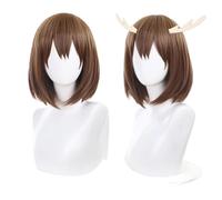 Perruque Cosplay & Meme Bashame - Convient pour les jeux de rôle pour les spectacles d'anime, d'Halloween et de Noël (Brown Shikanoko Noko)