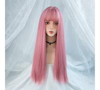 Perruque Cosplay Perruque Avec Frange Cheveux Raides Synthétiques 24 Pouce De Long Perruque Rose Résistante À La Chaleur Pour Femme Perruques Grises Pour Femme (4 24 Pouce)