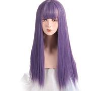 Perruque Cosplay Perruque Avec Frange Cheveux Raides Synthétiques 24 Pouce De Long Perruque Rose Résistante À La Chaleur Pour Femme Perruques Grises Pour Femme (5 24 Pouce)