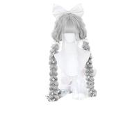 Perruque Cosplay,Perruque de fête,Perruque de dégu Perruque synthétique bouclée longue de 120 cm, perruque blonde noire Harajuku avec frange, perruque résistante à la chaleur for femmes(Gray)
