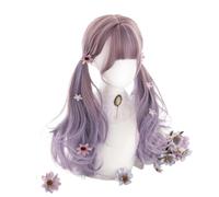 Perruque Cosplay,Perruque de fête,Perruque de dégu Perruques violettes longues et lâches dégradées, perruque de cosplay quotidienne, frange, cheveux synthétiques résistants à la chaleur